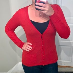 Red wool blend cardigan